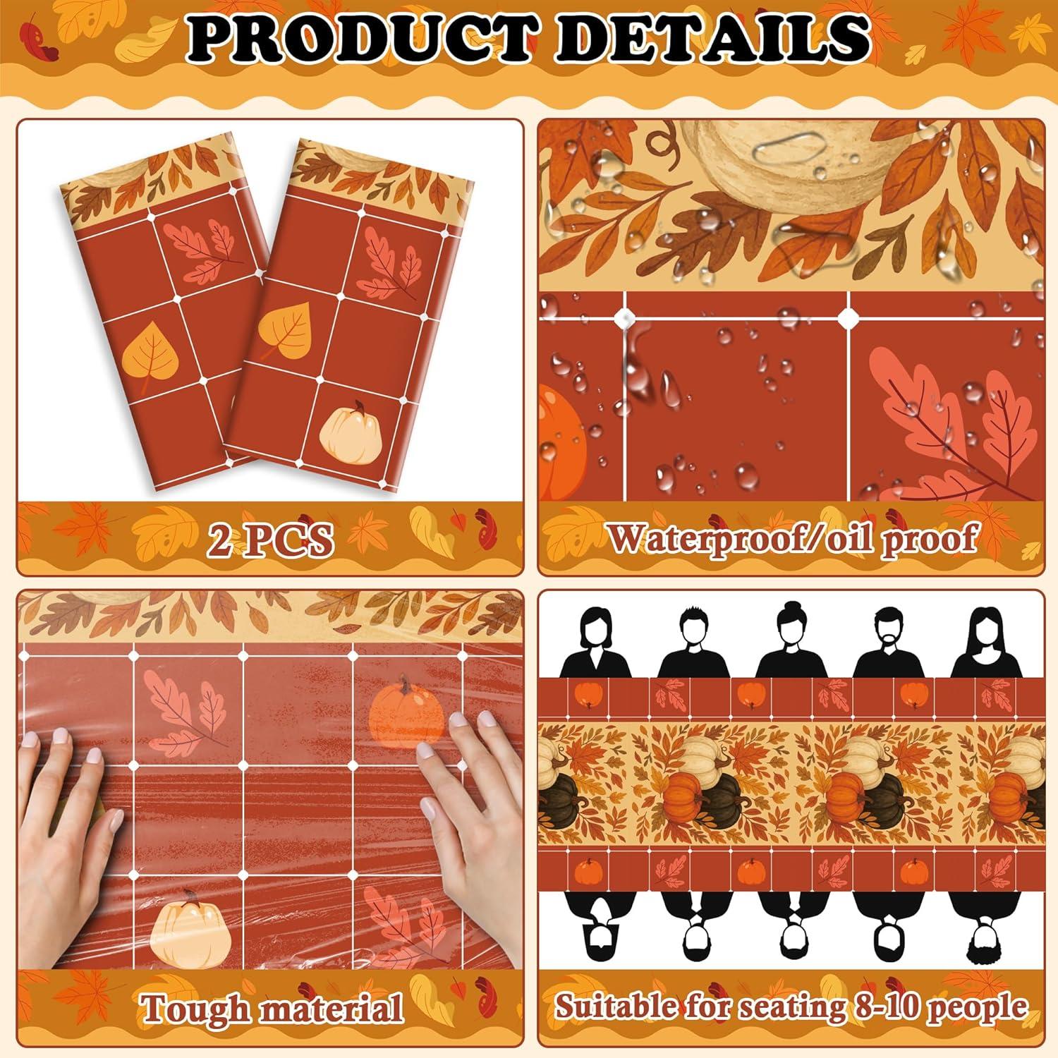 image:imageOHOME Thanksgiving Tablecloth Thanksgiving Decorations Friendsgiving Table Decor for Party Favors Essentials Backdrop Outdoor Indoor52x872 Pack