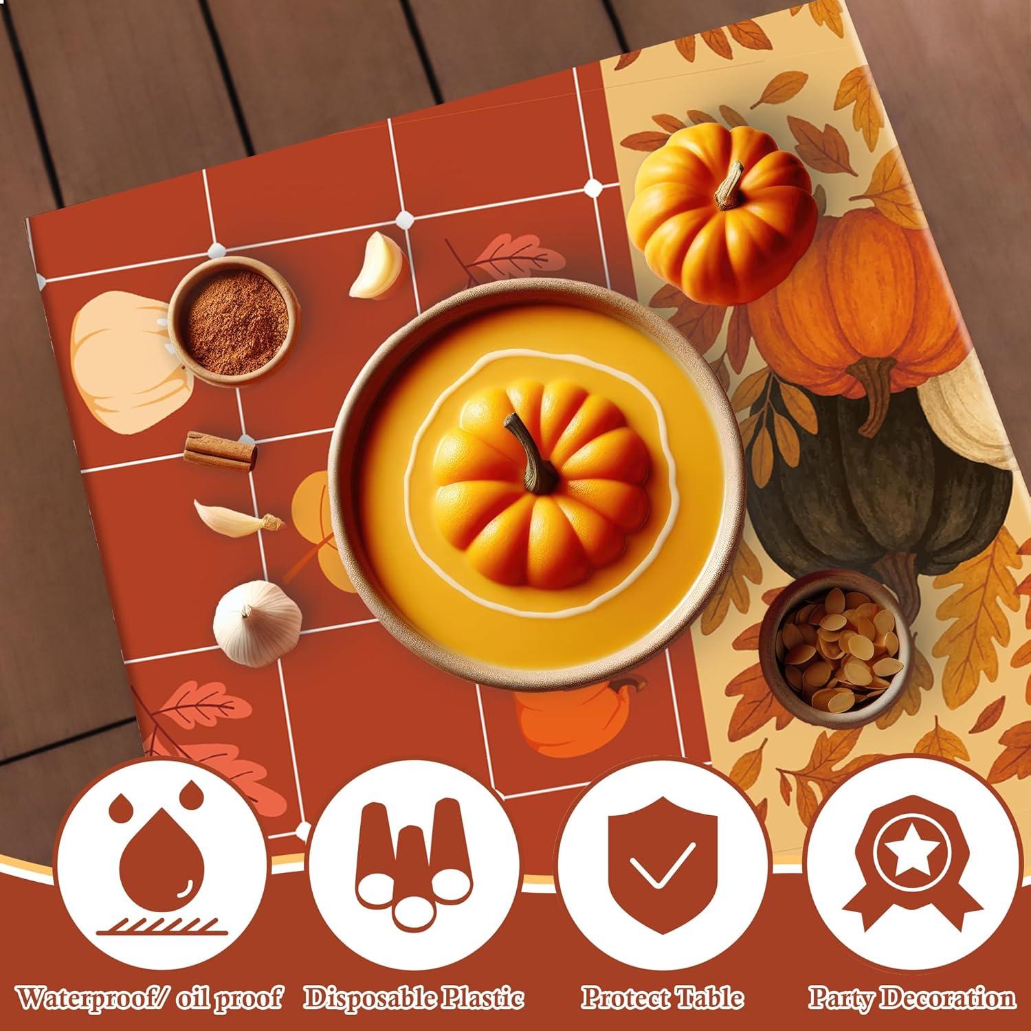 image:imageOHOME Thanksgiving Tablecloth Thanksgiving Decorations Friendsgiving Table Decor for Party Favors Essentials Backdrop Outdoor Indoor52x872 Pack