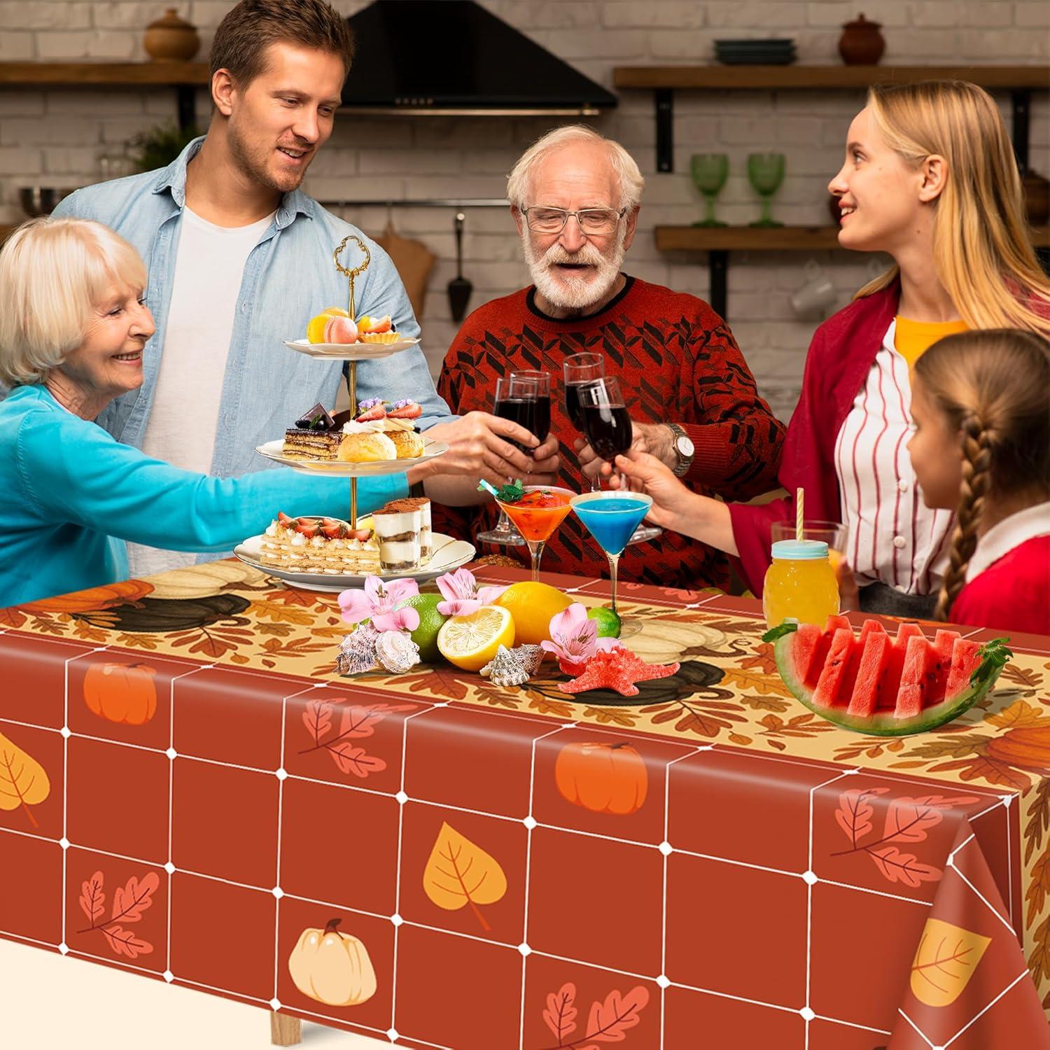image:imageOHOME Thanksgiving Tablecloth Thanksgiving Decorations Friendsgiving Table Decor for Party Favors Essentials Backdrop Outdoor Indoor52x872 Pack