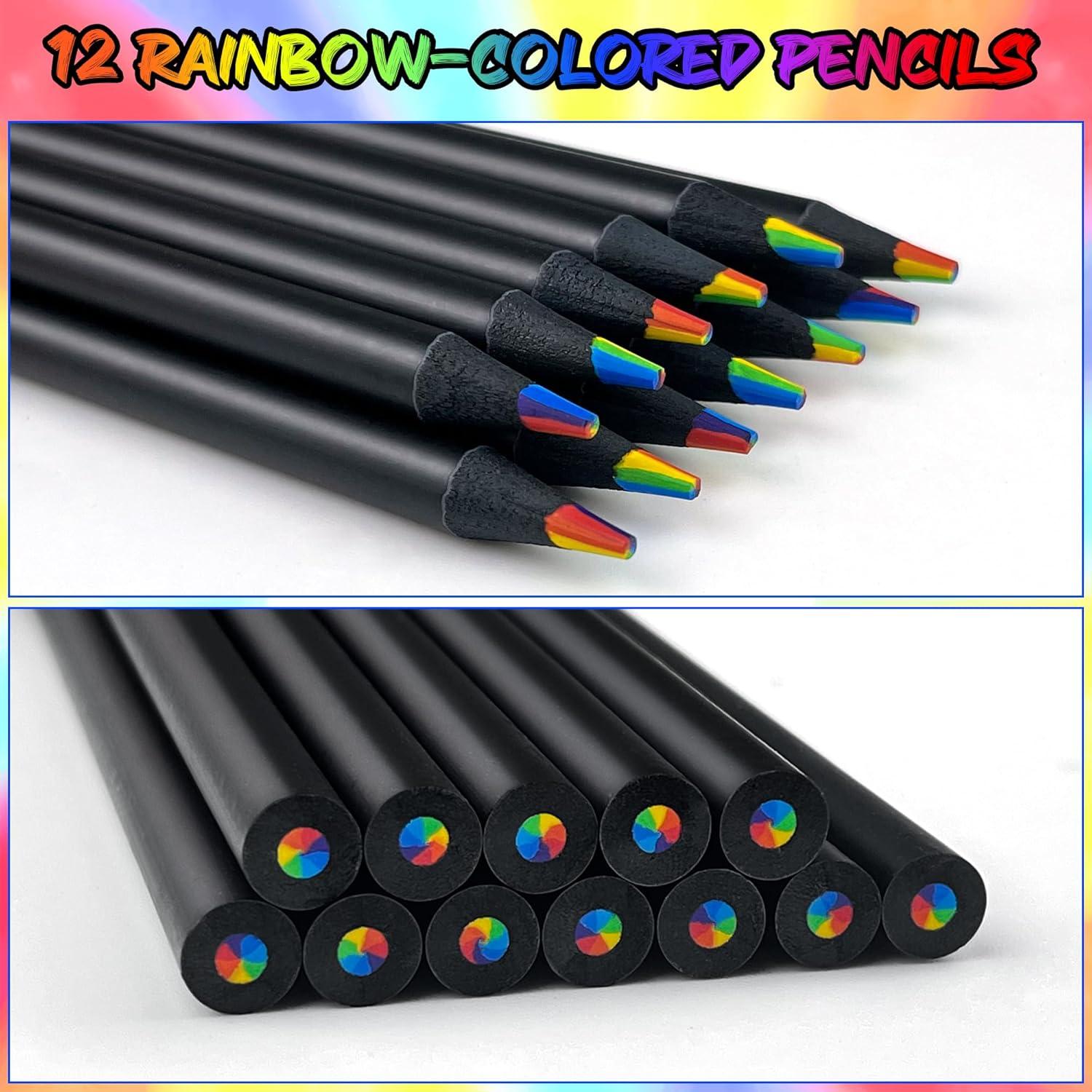 image:imageOHOME Valentines Day Gifts for Kids 12 Rainbow Colored Pencils Valentines Games Crafts for kidsArt Supplies Drawing Kit for Teen Girl Gift Trendy Stuff Easter Basket Stuffers