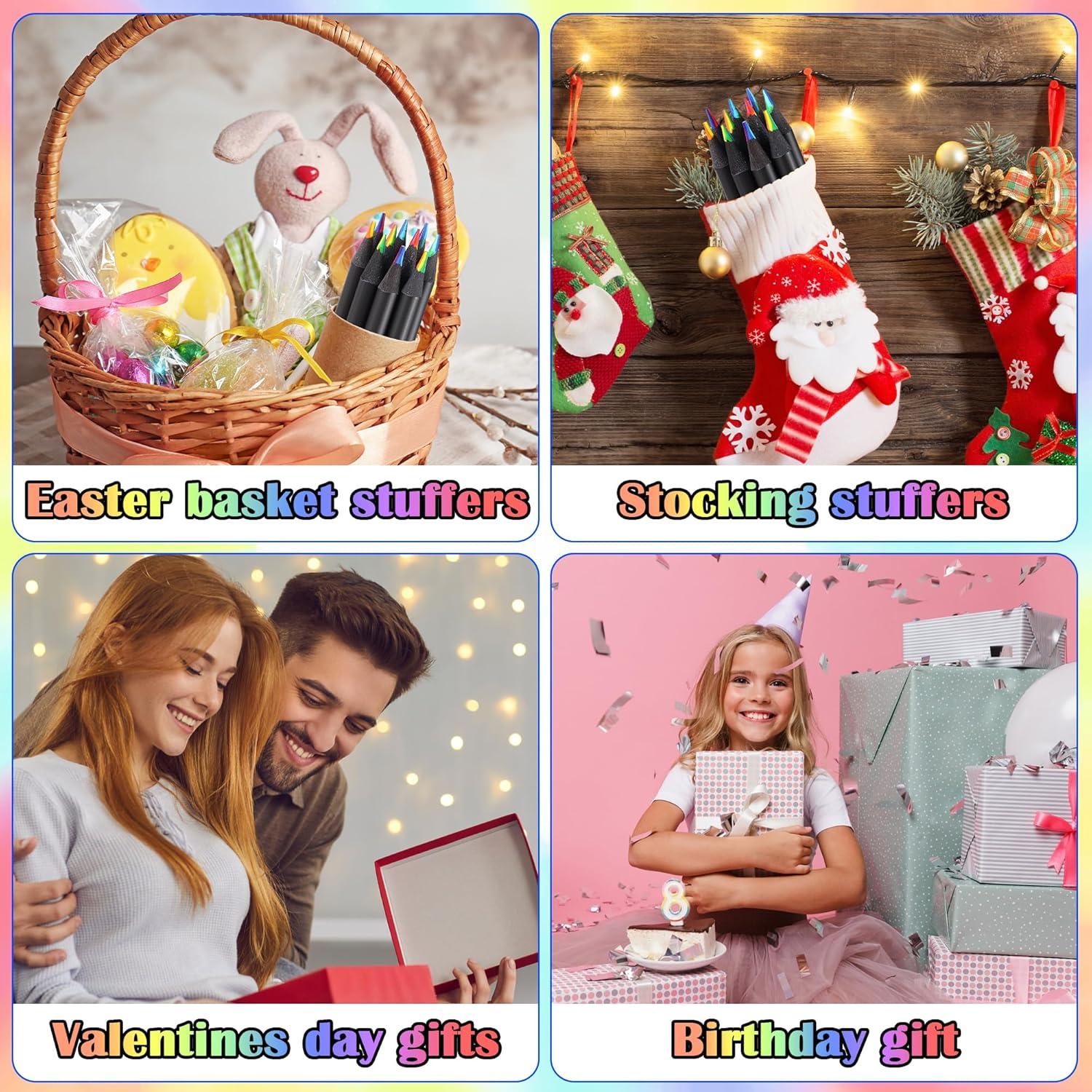 image:imageOHOME Valentines Day Gifts for Kids 12 Rainbow Colored Pencils Valentines Games Crafts for kidsArt Supplies Drawing Kit for Teen Girl Gift Trendy Stuff Easter Basket Stuffers