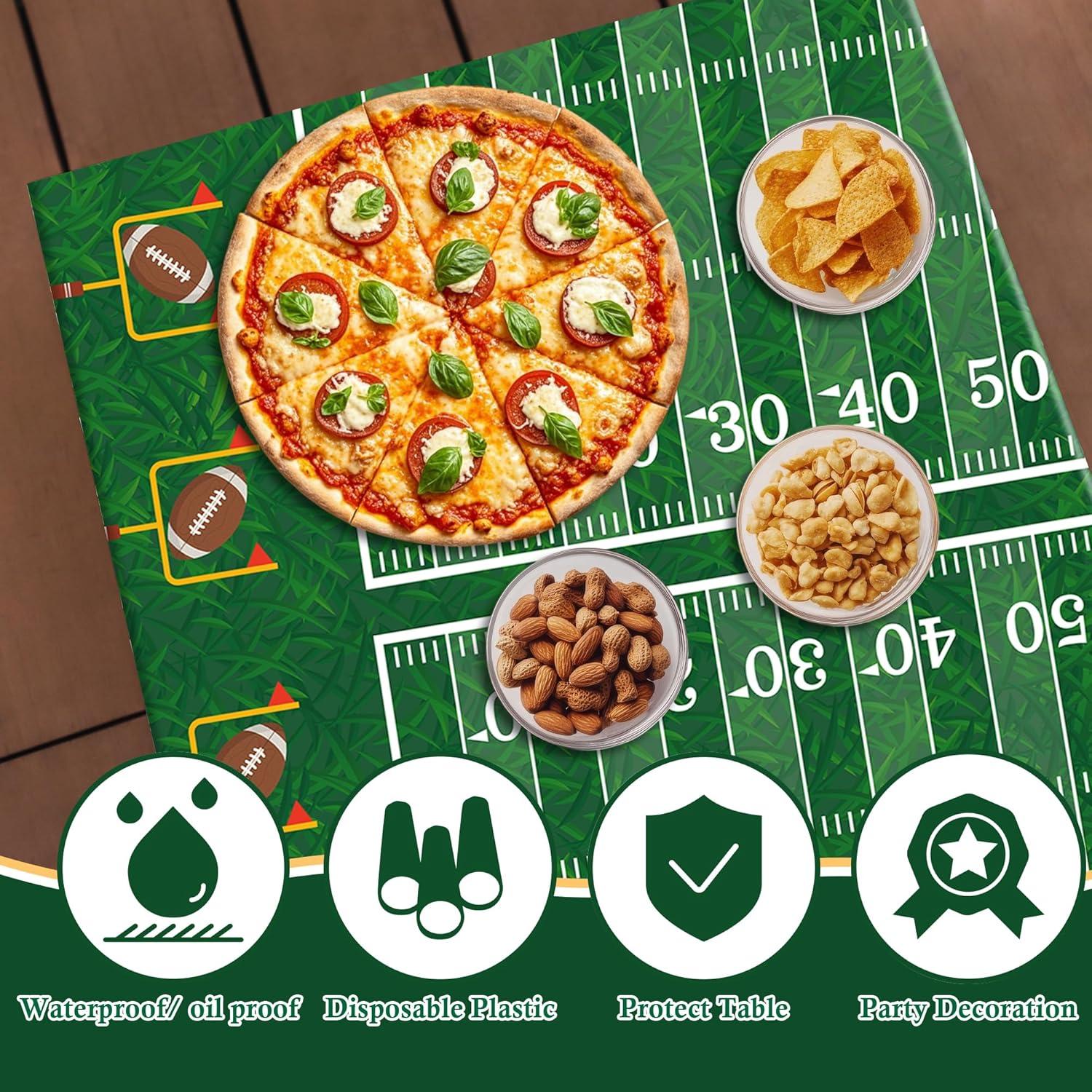 image:imageSuper Game Bowl Party Decorations 2026 Green Tablecloth for Football Party Decorations Favors Supplies Game Day Table Cloth Backdrop Banner Indoor Outdoor Football Birthday Table Cover for HomeGreen