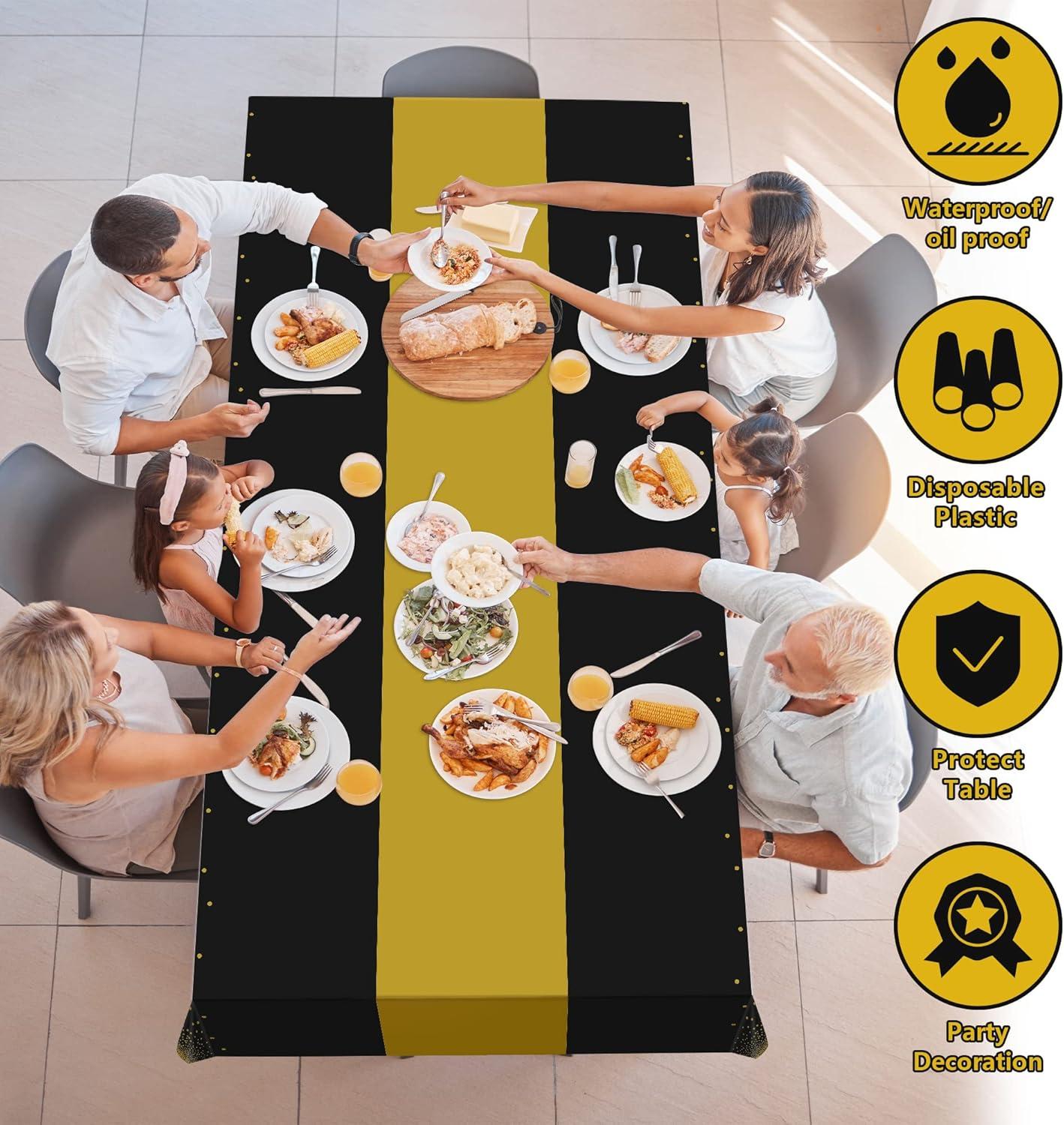 image:imageSuper Game Bowl Party Decorations 2026 Green Tablecloth for Football Party Decorations Favors Supplies Game Day Table Cloth Backdrop Banner Indoor Outdoor Football Birthday Table Cover for HomeBlack and Gold
