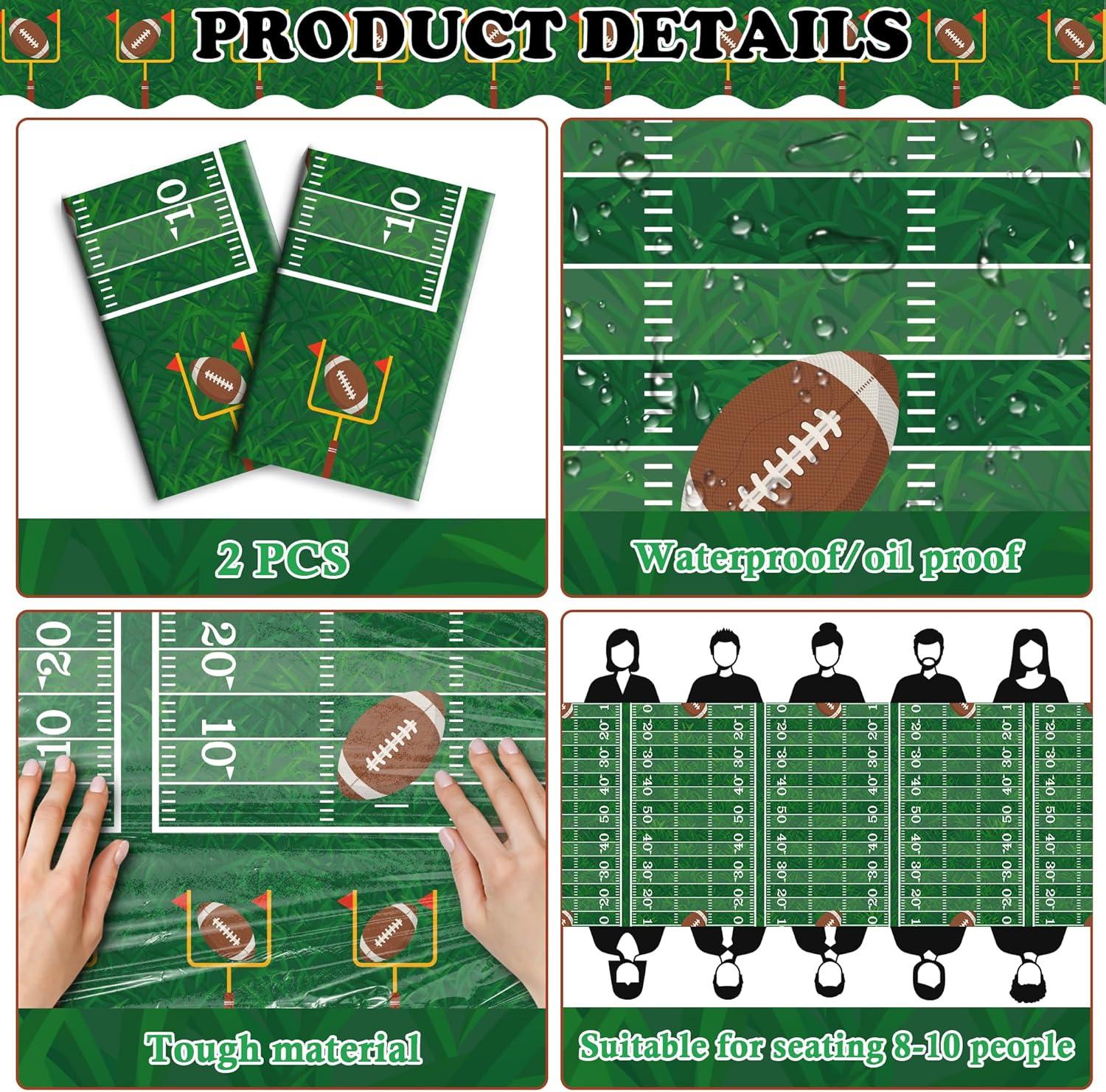 image:imageSuper Game Bowl Party Decorations 2026 Green Tablecloth for Football Party Decorations Favors Supplies Game Day Table Cloth Backdrop Banner Indoor Outdoor Football Birthday Table Cover for HomeGreen