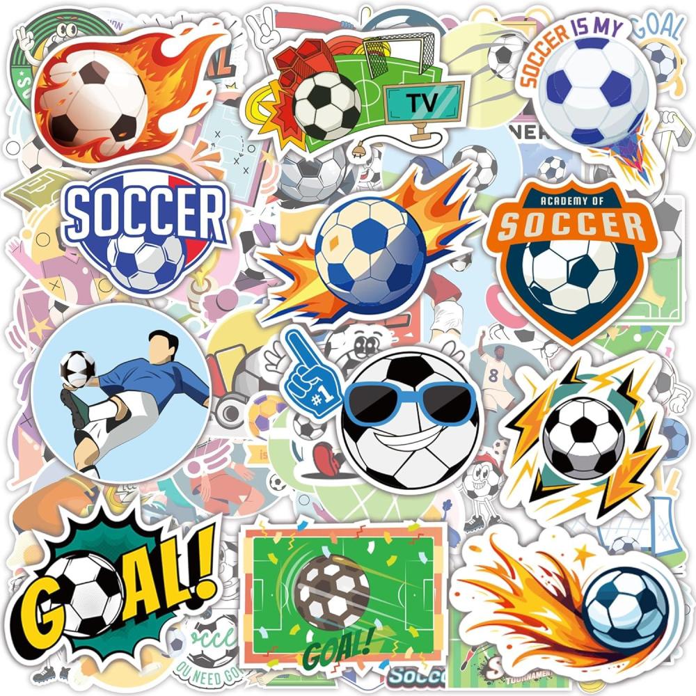 image:image100 PCS Soccer Stickers for Kids Water BottleLaptop Sports Football Stickers for Toddlers Activities Birthday Party Toys Games Crafts Gifts for KidsFootball Soccer Party Supplies Favors for TeensSoccer