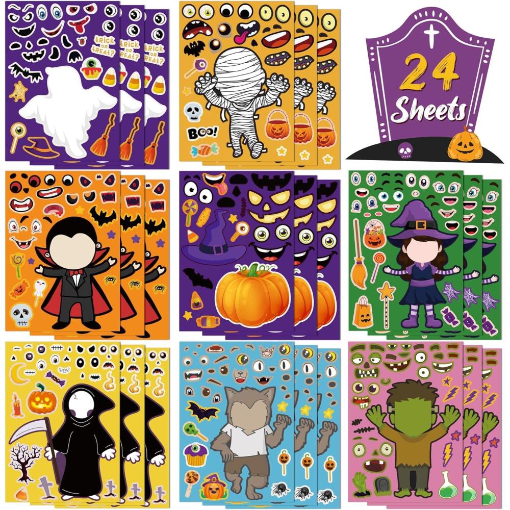 image:imageOHOME Easter Basket Stuffers for Kids DIY Happy Egg Bunny Sticker Crafts StickersKids Easter Gifts Decor Treats Games Toys Activities Party Favor Supplies24 SheetsHalloween
