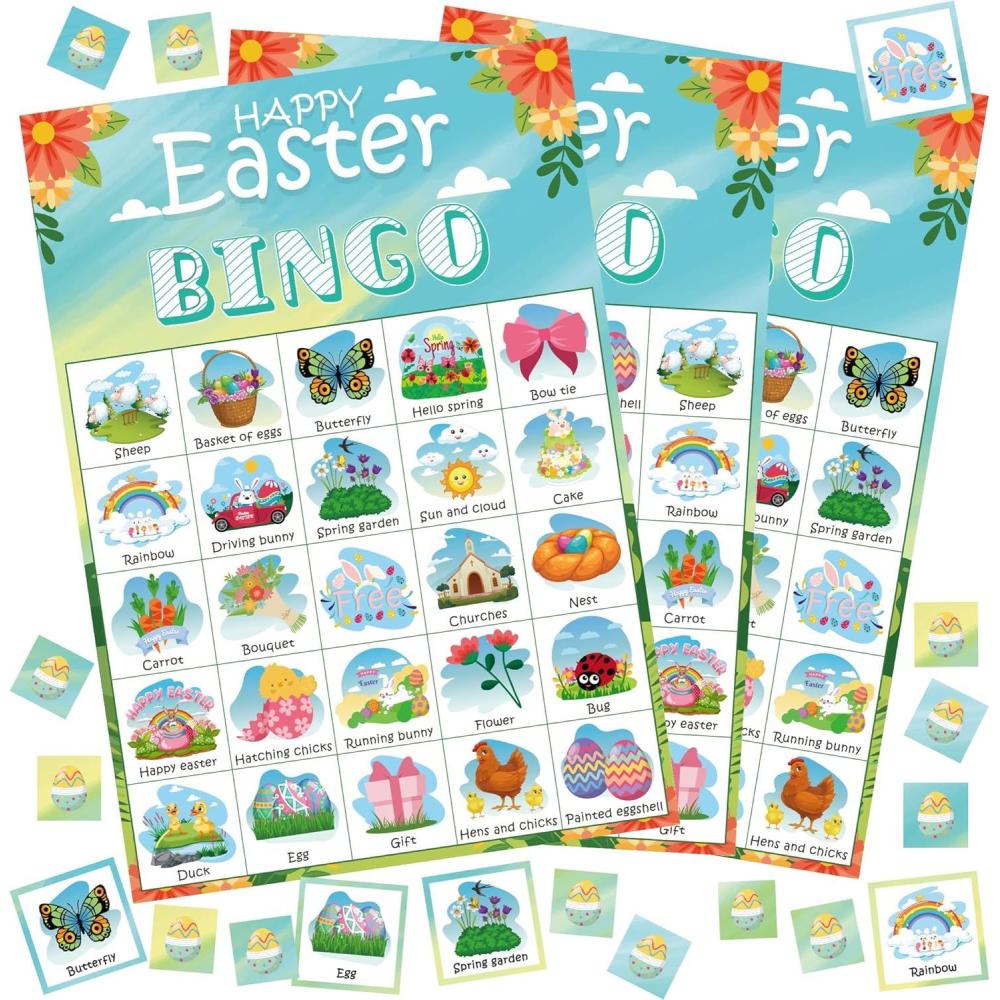 image:imageOHOME Easter Bingo Games for Kids Basket Stuffers Easter Crafts Toys for Boys Girls Adults TeensClassroom Activities Gifts Party Favors Easter Basket Essentials 24 PlayersEaster