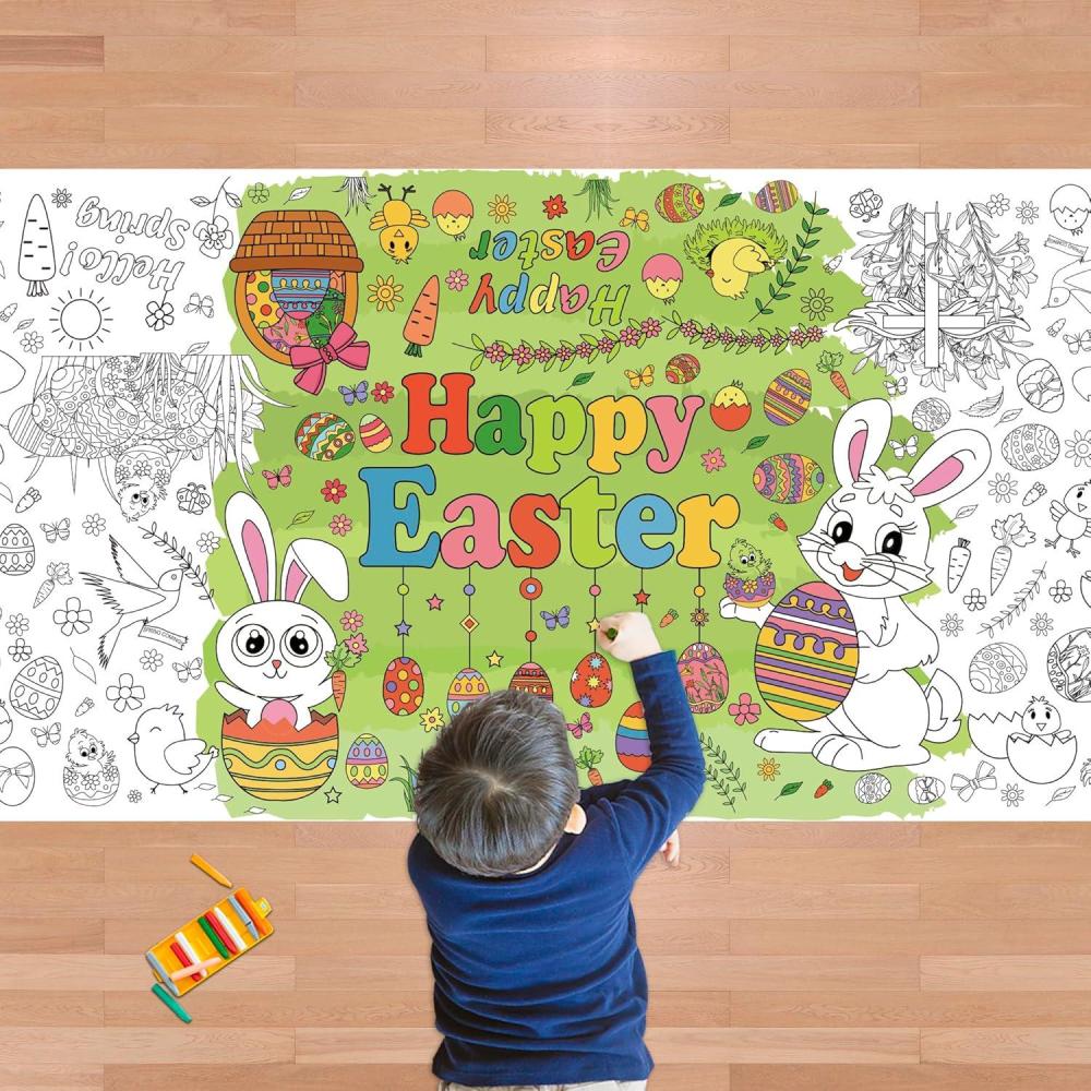 image:imageOHOME Football Giant Coloring PosterTablecloth Super Game Bowl Party Decorations 202630 x 72 Inches Jumbo Coloring Banner Kids Crafts Activities Decor Party SuppliesEaster