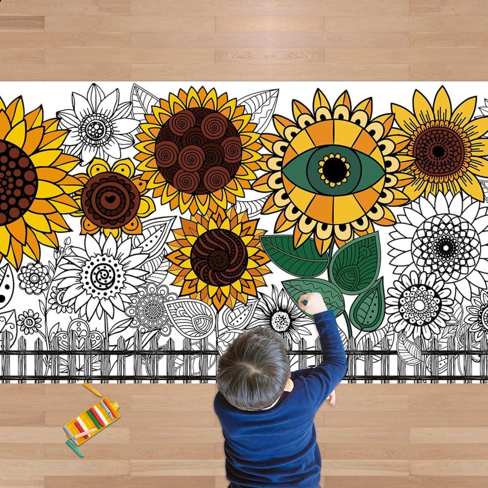 image:imageOHOME Football Giant Coloring PosterTablecloth Super Game Bowl Party Decorations 202630 x 72 Inches Jumbo Coloring Banner Kids Crafts Activities Decor Party SuppliesSunflower