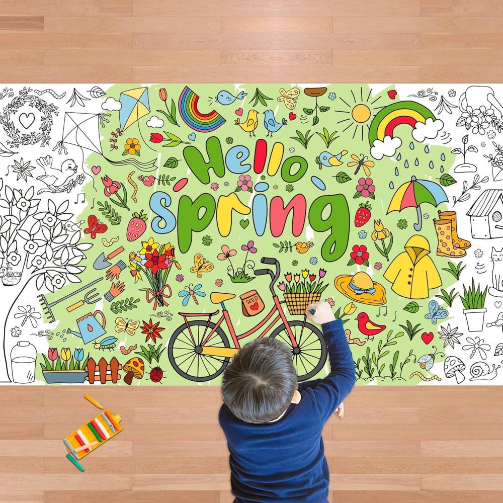 image:imageOHOME Football Giant Coloring PosterTablecloth Super Game Bowl Party Decorations 202630 x 72 Inches Jumbo Coloring Banner Kids Crafts Activities Decor Party SuppliesSpring