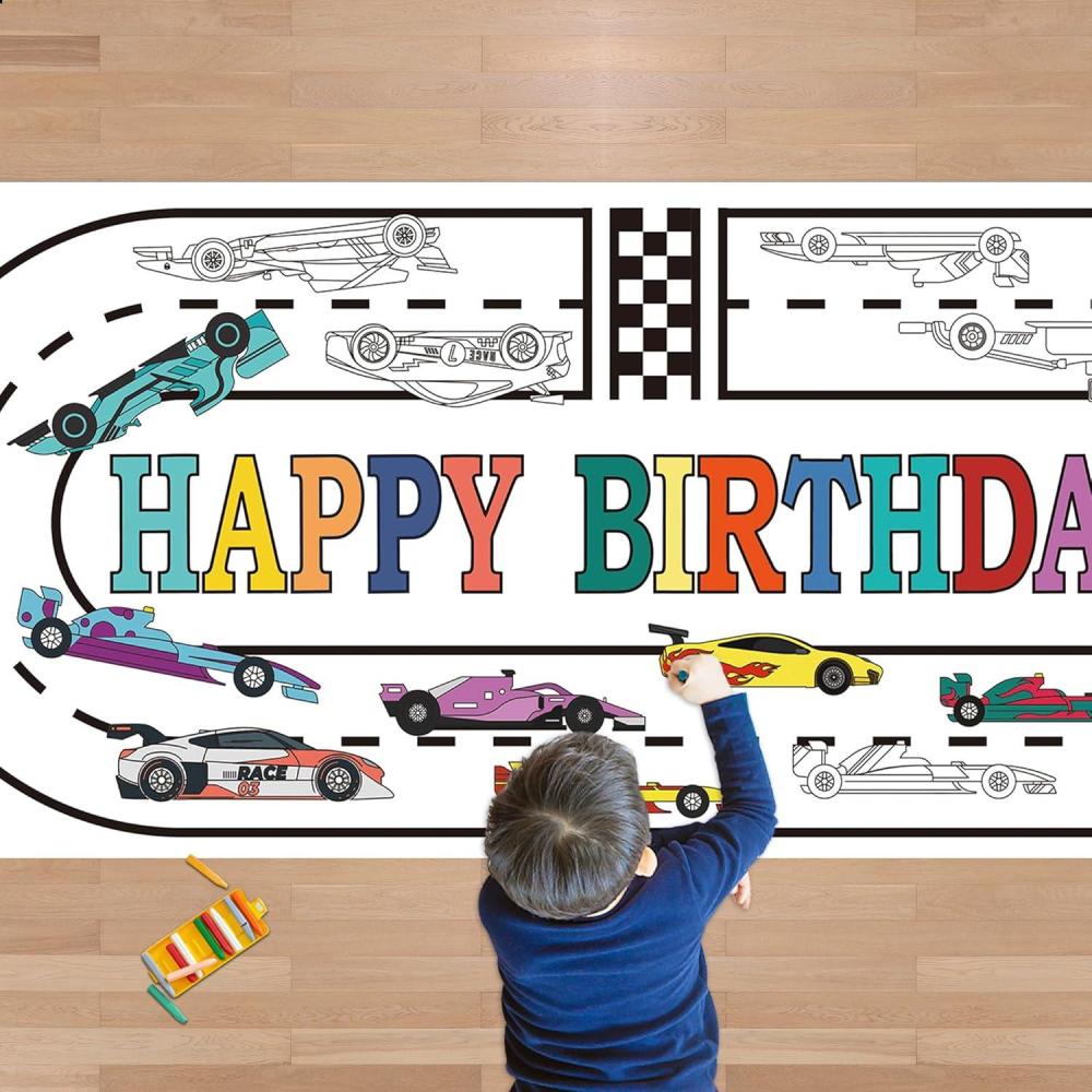 image:imageOHOME Football Giant Coloring PosterTablecloth Super Game Bowl Party Decorations 202630 x 72 Inches Jumbo Coloring Banner Kids Crafts Activities Decor Party SuppliesRace Car