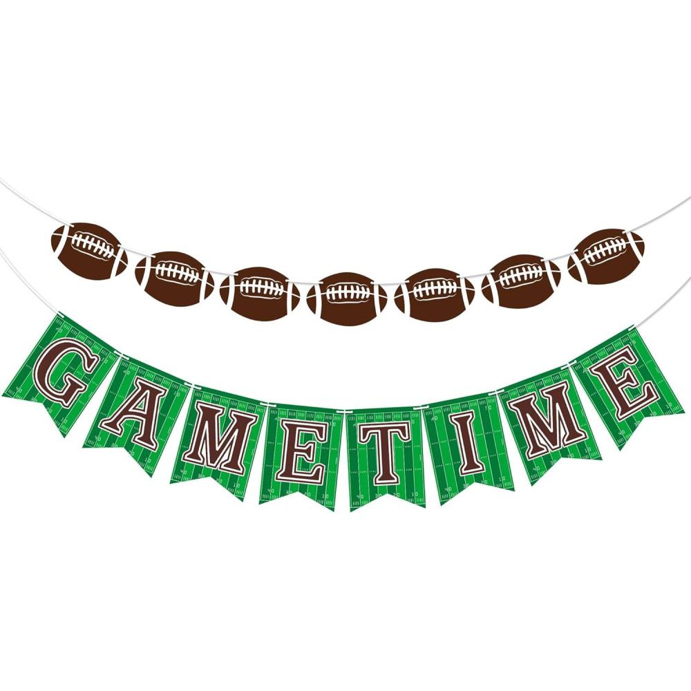 image:imageOHOME Football Party Decorations Football Banner for Super Games Bowl Hanging Party Favors Supplies for Indoor Home Football Accessories Decor Backdrop for Birthday PartyGreen Brown