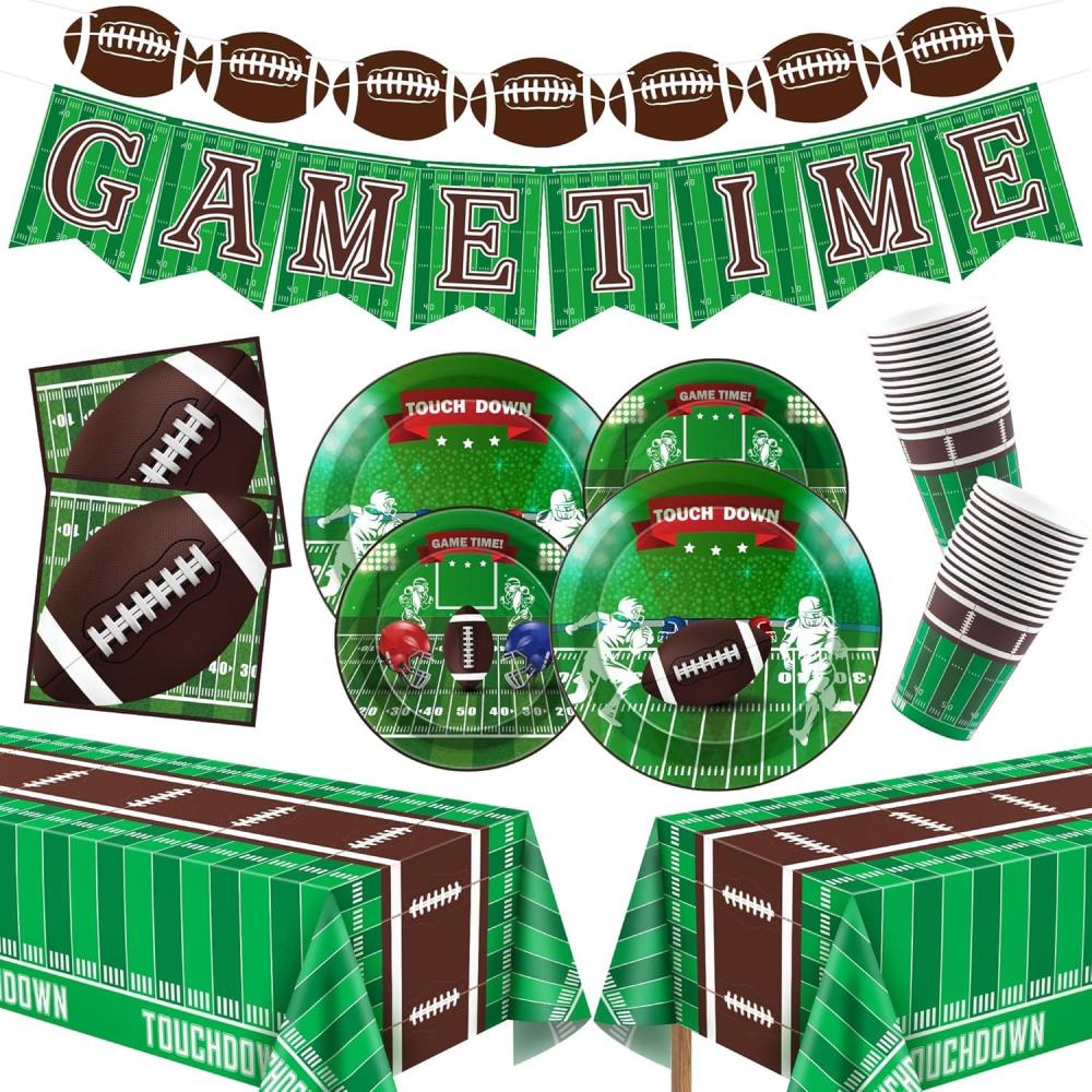 image:imageOHOME Football Party Decorations  Football Party Decorations 2026  Serve 24  Football Plates Tablecloth Napkins Cups Banner  Football Party Supplies FavorsFootball Accessories Birthday DecorFootball