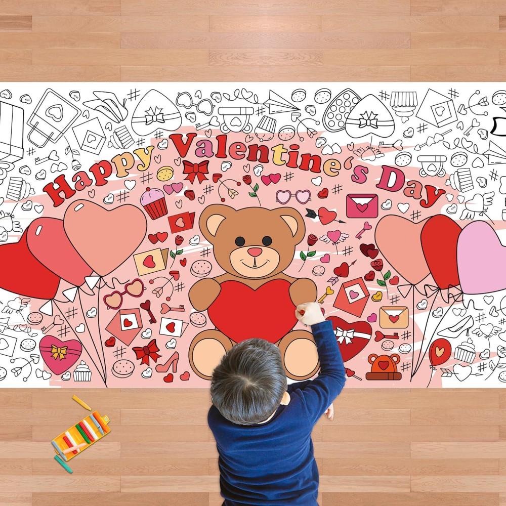 image:imageOHOME Giant Coloring Tablecloth Birthday Decorations Arts amp Crafts for Kids Ages 412Valentines Day