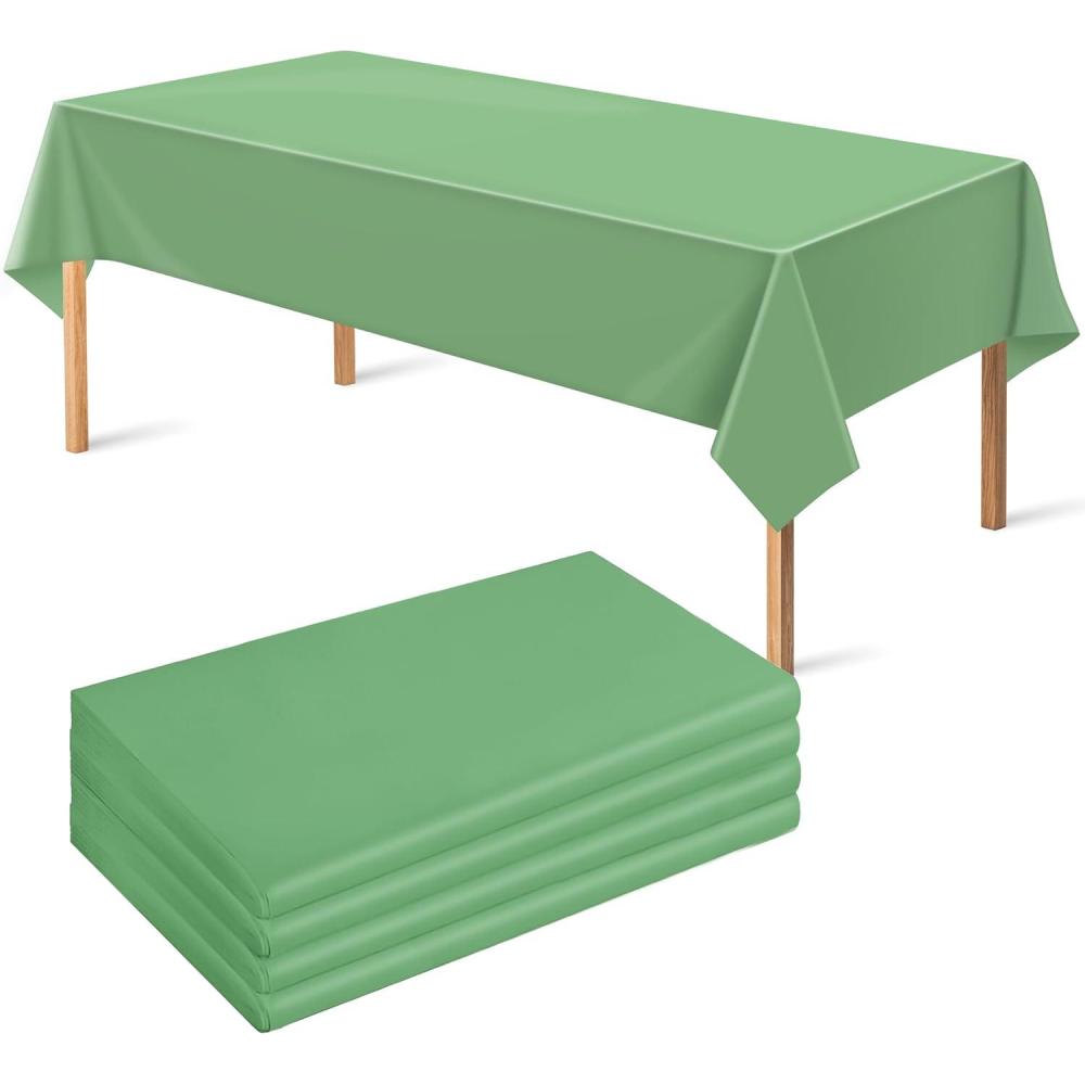 image:imageOHOME Thanksgiving Decorations Plastic Fall Tablecloth for Thanksgiving Friendsgiving Autumn Table Decor Leaves Floral Table Covers for Outdoor Indoor Party Favors Backdrop52x872 PackSage Green Tablecloth