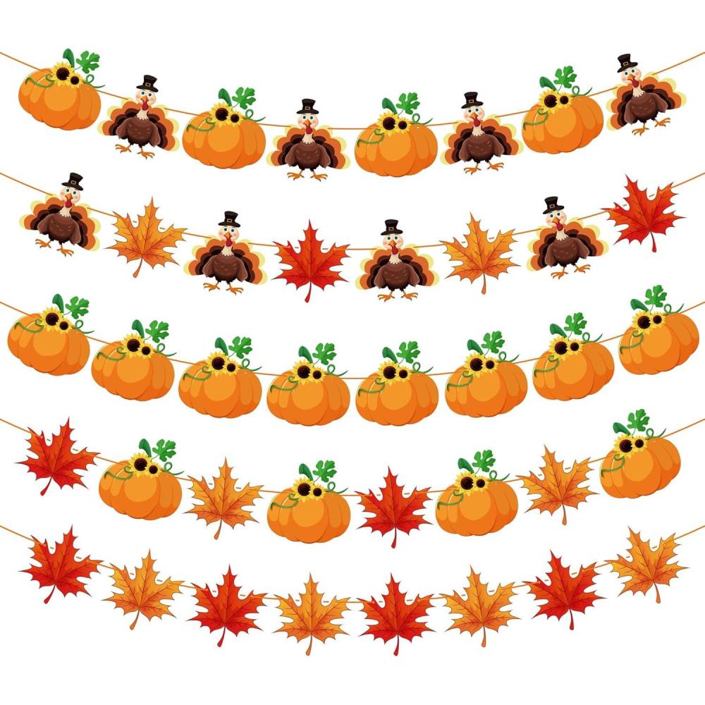 image:imageOHOME Thanksgiving Decorative Stickers and Garland Stickers Garland Orange Brown Paper Cardstock Rectangular