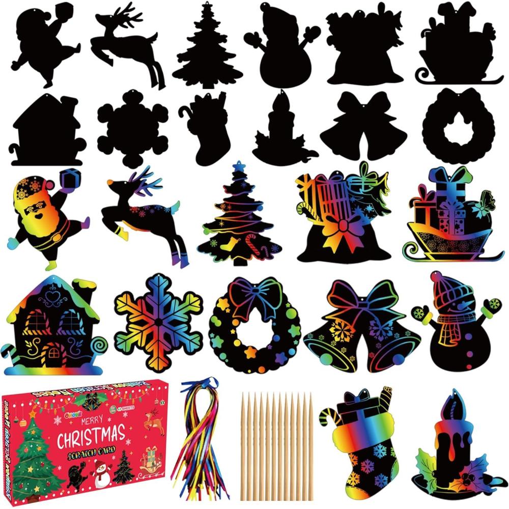 image:imageOHOME Valentines Day Crafts for Kids 48 PCS Valentines Magic Rainbow Scratch Paper Cards SetKids Valentines Day Gifts for School Classroom Valentines Treats Toys Games Party Favors for ToddlerChristmas