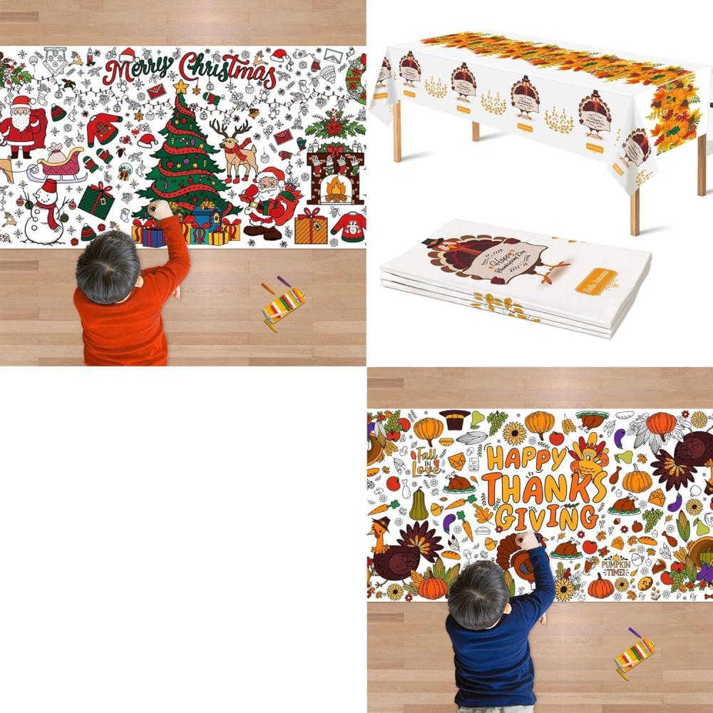 image:imageThanksgivingChristmas Giant Coloring PosterTableclothThanksgiving Crafts for Kids30 x 72 Inches Jumbo Paper Coloring Banner Thanksgiving Decor Gifts for Kids Activities Games Party