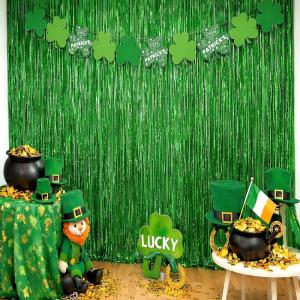 Football Party Decorations for Super Game Bowl 2026 – Green Brown Tinsel Streamers Backdrop Banner | Football Party Favors Supplies Indoor Outdoor – Game Day Birthday Party Accessories for Wall Door(Green)