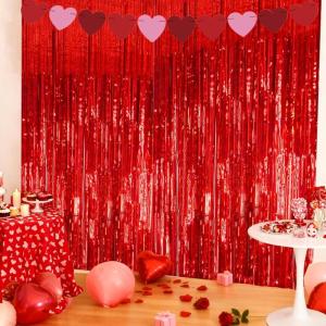 Football Party Decorations for Super Game Bowl 2026 – Green Brown Tinsel Streamers Backdrop Banner | Football Party Favors Supplies Indoor Outdoor – Game Day Birthday Party Accessories for Wall Door(Red)