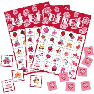OHOME Easter Bingo Games for Kids Basket Stuffers | Easter Crafts Toys for Boys Girls Adults Teens,Classroom Activities Gifts Party Favors – Easter Basket Essentials (24 Players)(Valentines Day)