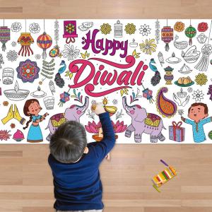 OHOME Football Giant Coloring Poster/Tablecloth – Super Game Bowl Party Decorations 2026-30 x 72 Inches Jumbo Coloring Banner Kids Crafts Activities Decor Party Supplies(Diwali)