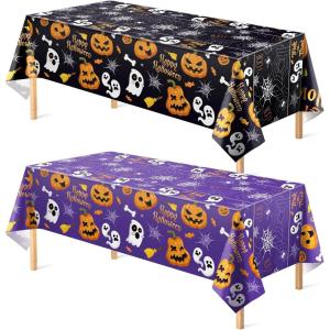 OHOME Football Party Decorations – Super Game Bowl Party Decorations 2026 – Disposable Tablecloth Plastic Table Covers for Football Game Birthday Football Parties Decor Supplies 54″ X 108″,2 Pack(Halloween)