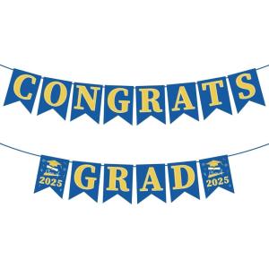 OHOME Football Party Decorations for Super Game Bowl 2026 – Game Day Banner | Football Party Decorations Supplies Favors Indoor Outdoor – Birthday Hanging Backdrop Sports Theme Decor for Wall Home(Blue and Gold)
