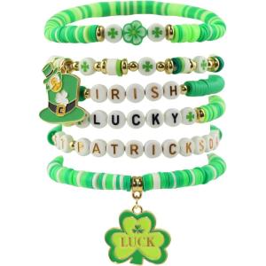 OHOME Football Party Decorations for Super Game Bowl 2026-6 Pack Red Bracelets for Women | Football Party Favors Supplies Accessories Decor Gifts – Game Day Sport Outfits Dresses Shits(St patricks Day)