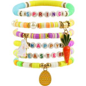 OHOME Football Party Decorations for Super Game Bowl 2026-6 Pack Red Bracelets for Women | Football Party Favors Supplies Accessories Decor Gifts – Game Day Sport Outfits Dresses Shits(Easter)