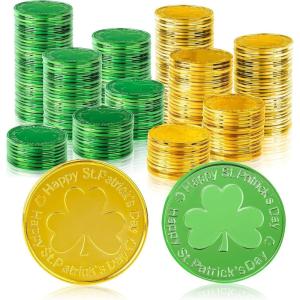 OHOME Gold Coins St Patricks Day – 120 Pieces Shamrock Plastic Coins Green and Gold St. patrick’s Day Accessories for St Patricks Day Decorations Birthday Crafts Party Favors | St Patricks Day Decor