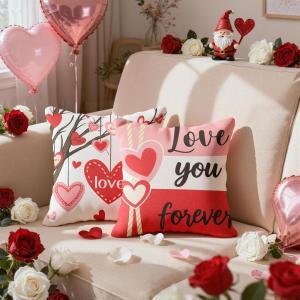 OHOME Thanksgiving Decorations – Fall Pillow Covers 18×18 Inch | Thanksgiving Throw Pillows -Thanksgiving Decorations for Couch-Friendsgiving Party Favors Decor Indoor Outdoor for Room Office Parlor(Red)