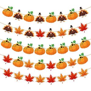 OHOME Thanksgiving Decorative Stickers and Garland, Stickers Garland, Orange, Brown, Paper, Cardstock, Rectangular