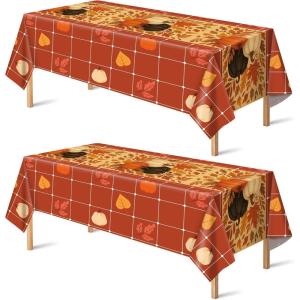 OHOME Thanksgiving Tablecloth – Thanksgiving Decorations – Friendsgiving Table Decor for Party Favors Essentials Backdrop Outdoor Indoor,52”x87”,2 Pack