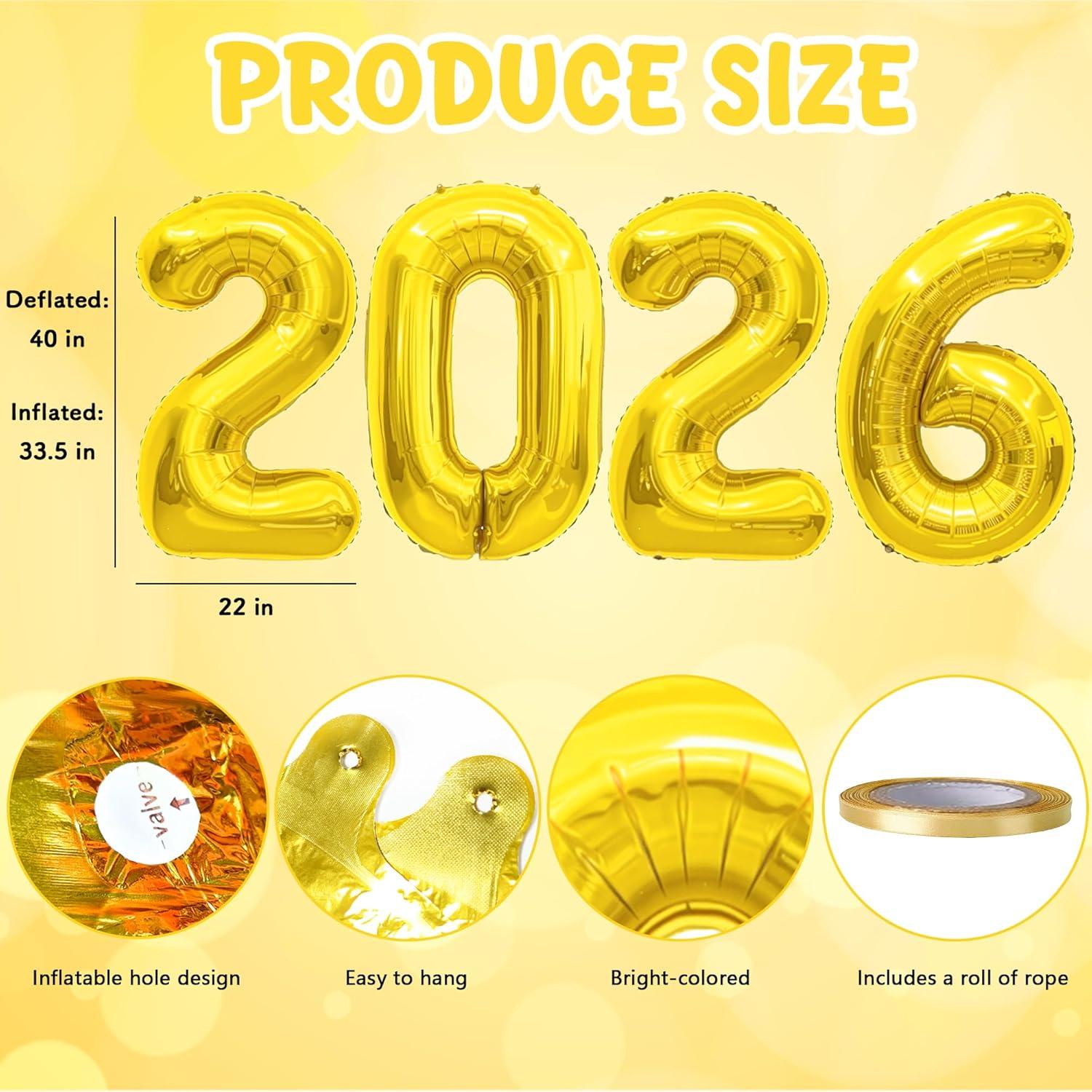 image:imageGraduation Decorations 20262026 Numbers Gold Balloon 40 Inch Graduation Party Supplies Favors Decor Festival Balloon Backdrop Banner Sign Chinese New Years Decorations 2026