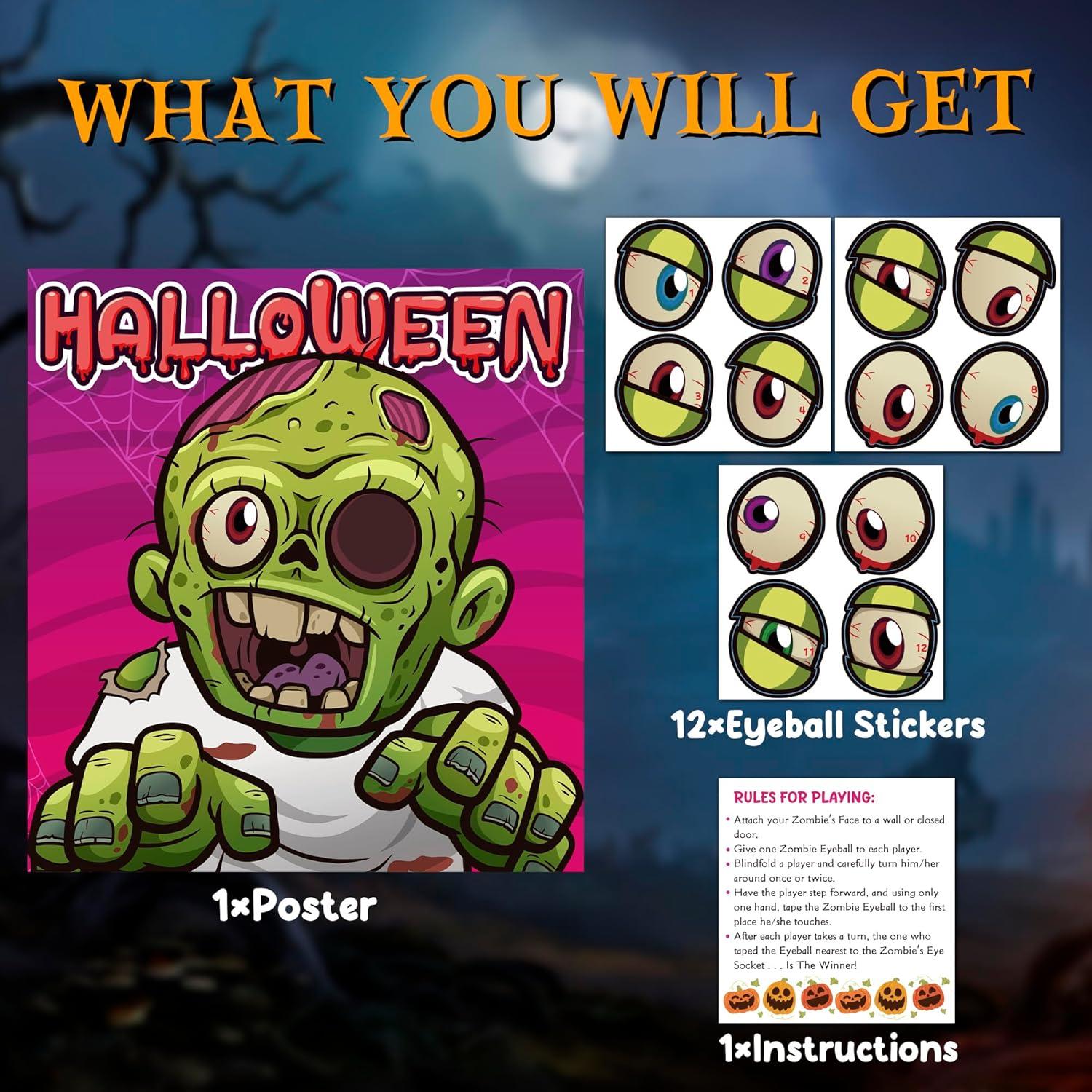 image:imageHalloween Games for Kids Pin The Eyeball on The Zombie Game Halloween Crafts Toys Gifts Birthday Party Supplies for Kids HALLOWEEN Treats Activities Party Favors Decorations for FamilyRed