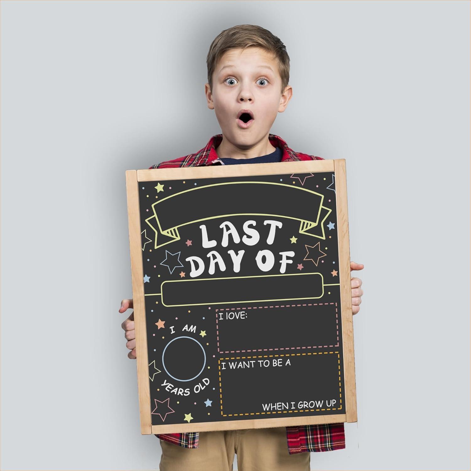 image:imageOHOME 2 Pack First and Last Day of School Sign Board Double Sided Back to School Supplies Classroom Decorations for Preschool Teacher Supplies for 1st Day of Kindergarten Classroom Must Haves