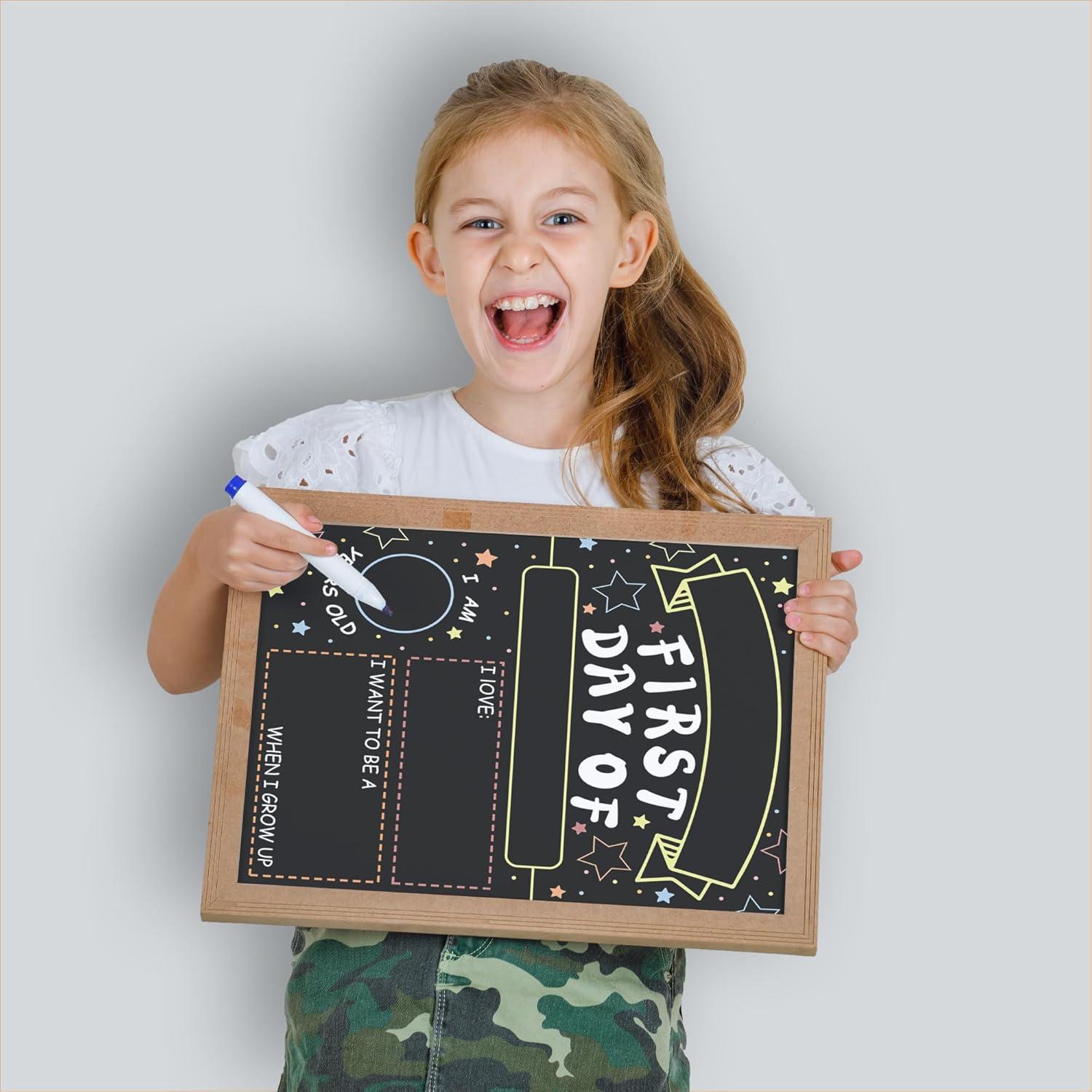 image:imageOHOME 2 Pack First and Last Day of School Sign Board Double Sided Back to School Supplies Classroom Decorations for Preschool Teacher Supplies for 1st Day of Kindergarten Classroom Must Haves