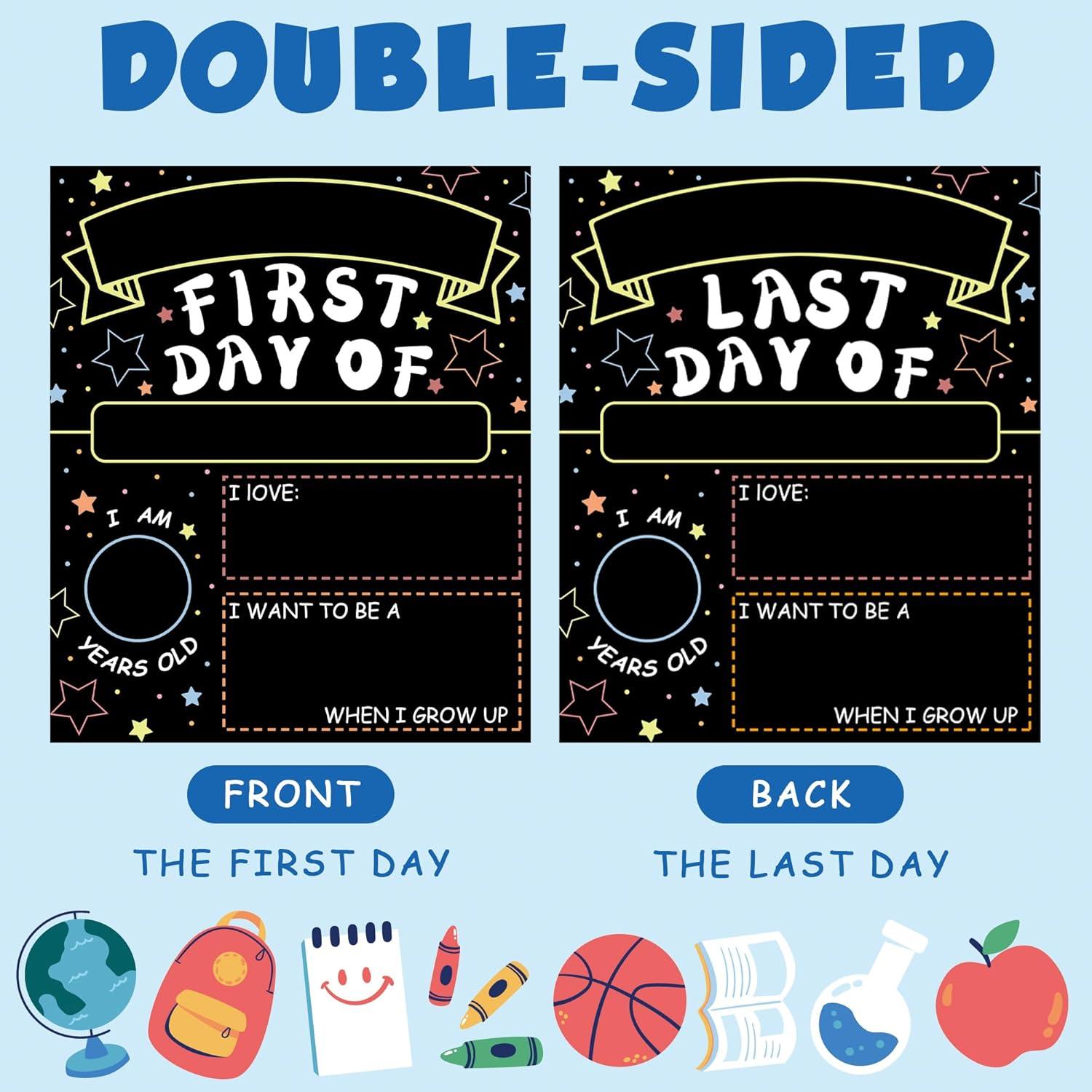 image:imageOHOME 2 Pack First and Last Day of School Sign Board Double Sided Back to School Supplies Classroom Decorations for Preschool Teacher Supplies for 1st Day of Kindergarten Classroom Must Haves