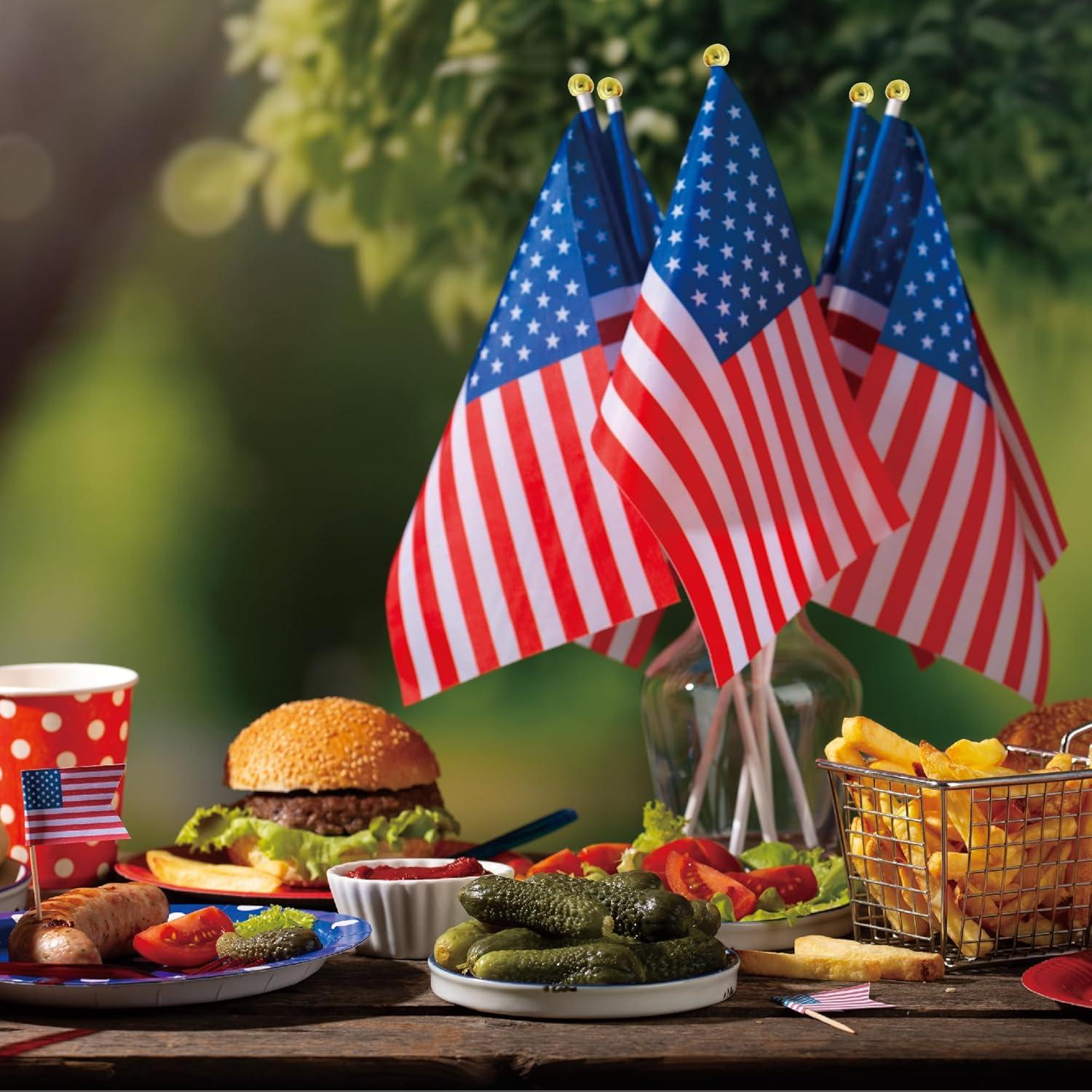 image:imageOHOME 4th of July Decorations 12 Pack Small Mini American USA Flags on Stick Fourth of July Decorations Red White Blue Fourth of July Accessories Patriotic Party Favors Supplies Outdoor Indoor