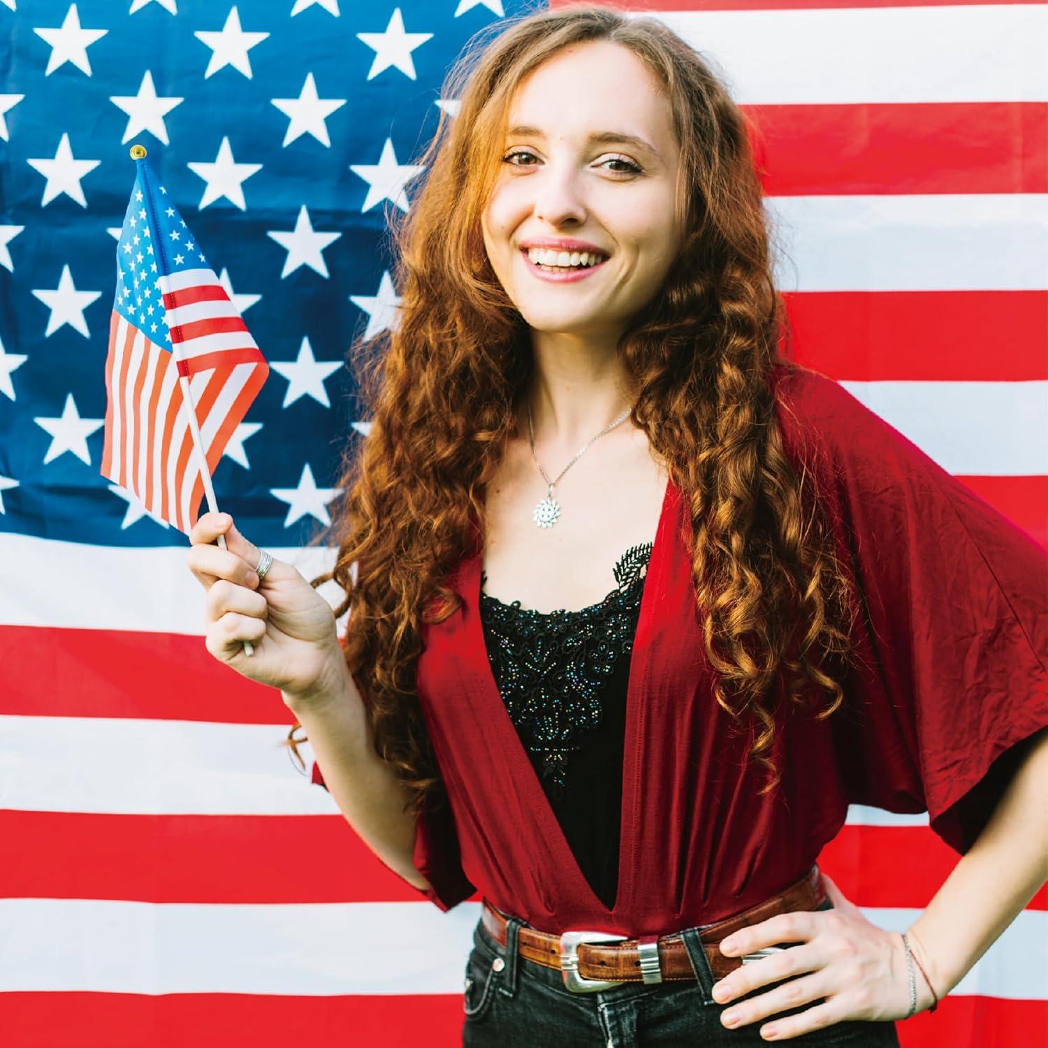 image:imageOHOME 4th of July Decorations 12 Pack Small Mini American USA Flags on Stick Fourth of July Decorations Red White Blue Fourth of July Accessories Patriotic Party Favors Supplies Outdoor Indoor
