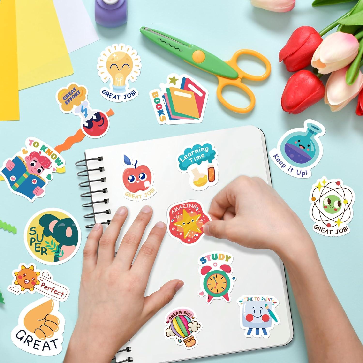 image:imageOHOME Back to School Supplies 480 PCS Vinyl Teacher Reward Motivational Stickers for Kids Teacher Must Haves Supplies Stuff Essentials Games Toys Gifts for First Day of School Classroom Students