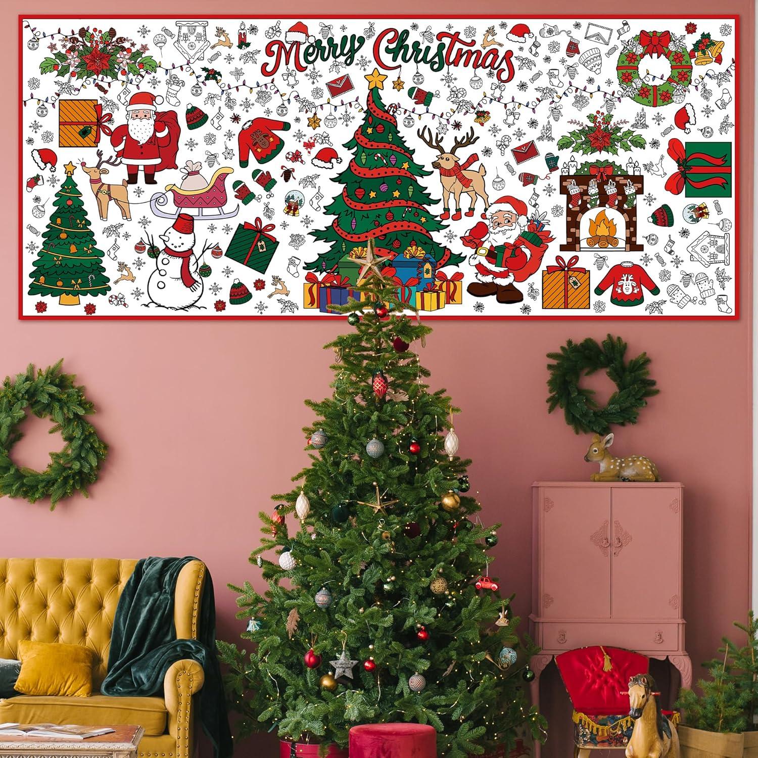 image:imageOHOME Christmas Giant Coloring PosterTablecloth 4 Pack Disposable Plastic Table Cloths