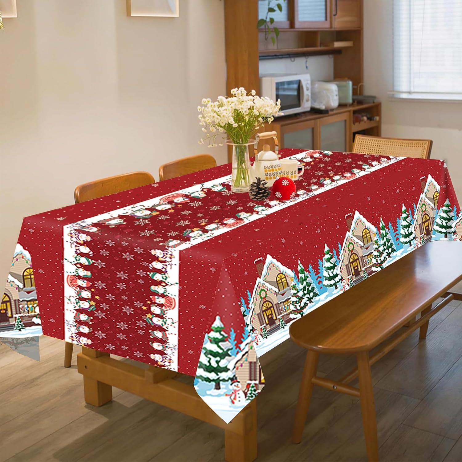 image:imageOHOME Christmas Party Decorations Snowman Plastic Tablecloth for Christmas Decorations Indoor Outdoor Outside Xmas Party Favors Supplies for Table Decor Backdrop Banner2 Pack
