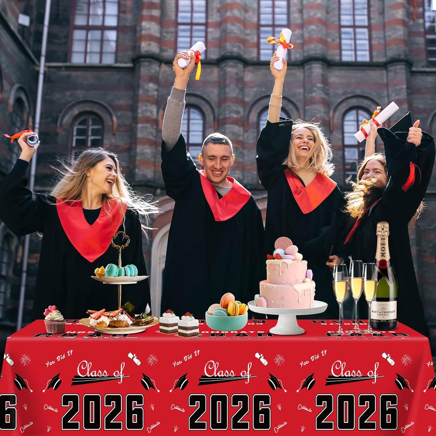 image:imageOHOME Graduation Decorations 2026 Graduation Decorations Class of 2026 Disposable Plastic Red Tablecloth for Class of 2026 Decorations Party Favors Supplies Backdrop54 X 1082 PackRed