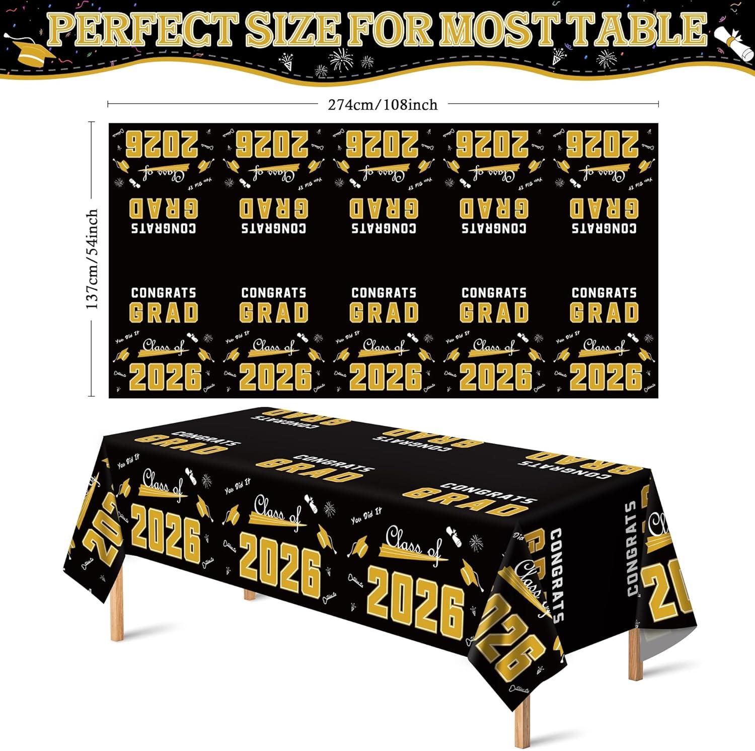 image:imageOHOME Graduation Decorations 2026 Graduation Decorations Class of 2026 Disposable Plastic Red Tablecloth for Class of 2026 Decorations Party Favors Supplies Backdrop54 X 1082 PackBlack