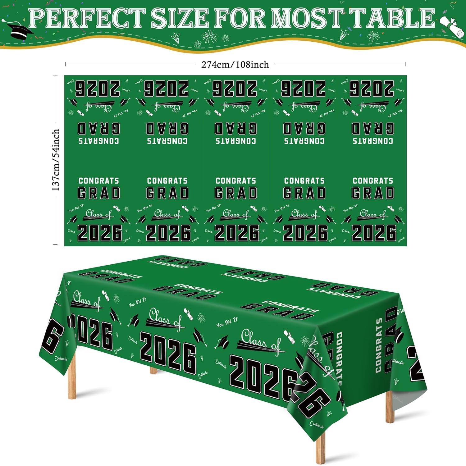 image:imageOHOME Graduation Decorations 2026 Graduation Decorations Class of 2026 Disposable Plastic Red Tablecloth for Class of 2026 Decorations Party Favors Supplies Backdrop54 X 1082 PackGreen