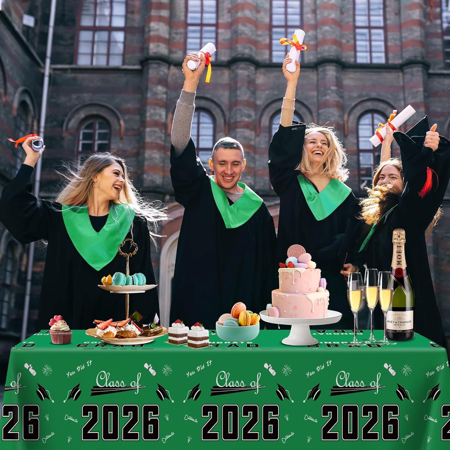 image:imageOHOME Graduation Decorations 2026 Graduation Decorations Class of 2026 Disposable Plastic Red Tablecloth for Class of 2026 Decorations Party Favors Supplies Backdrop54 X 1082 PackGreen