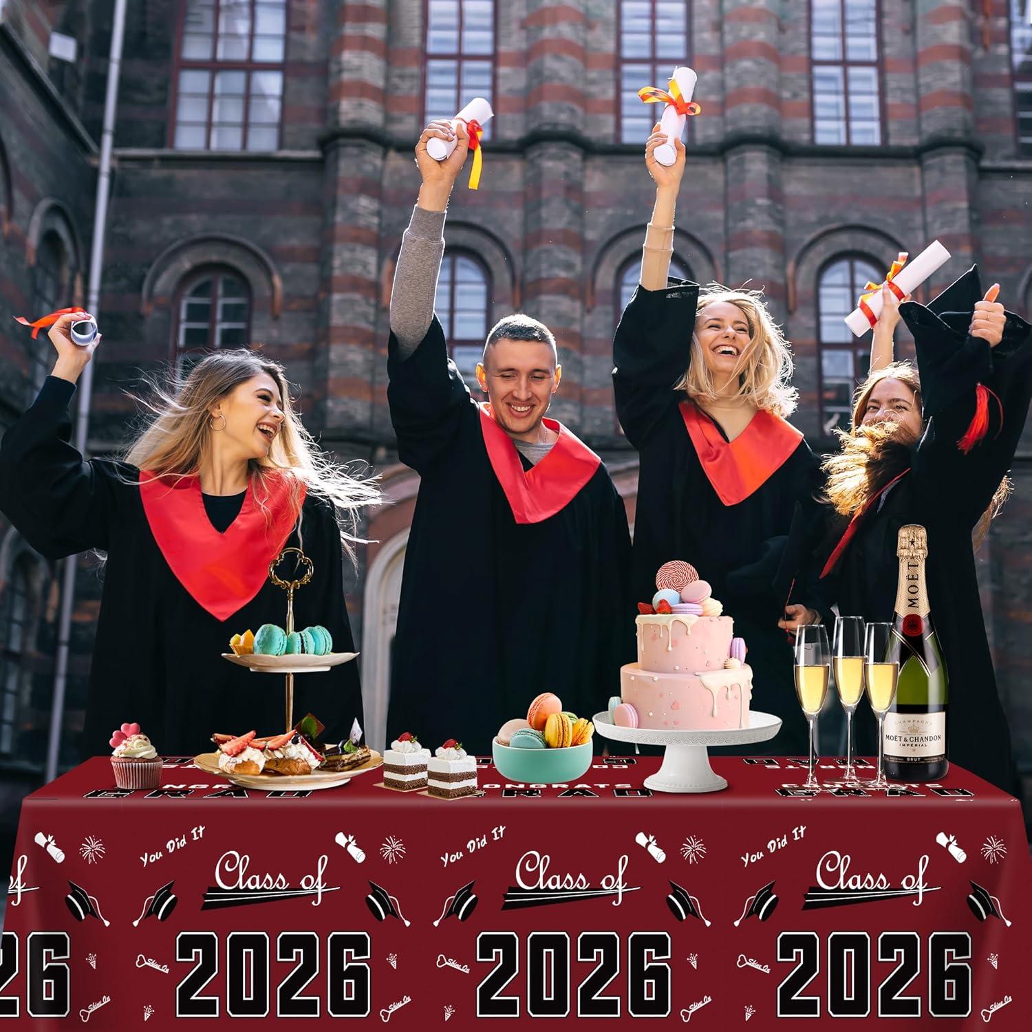 image:imageOHOME Graduation Decorations 2026 Graduation Decorations Class of 2026 Disposable Plastic Red Tablecloth for Class of 2026 Decorations Party Favors Supplies Backdrop54 X 1082 PackMaroon