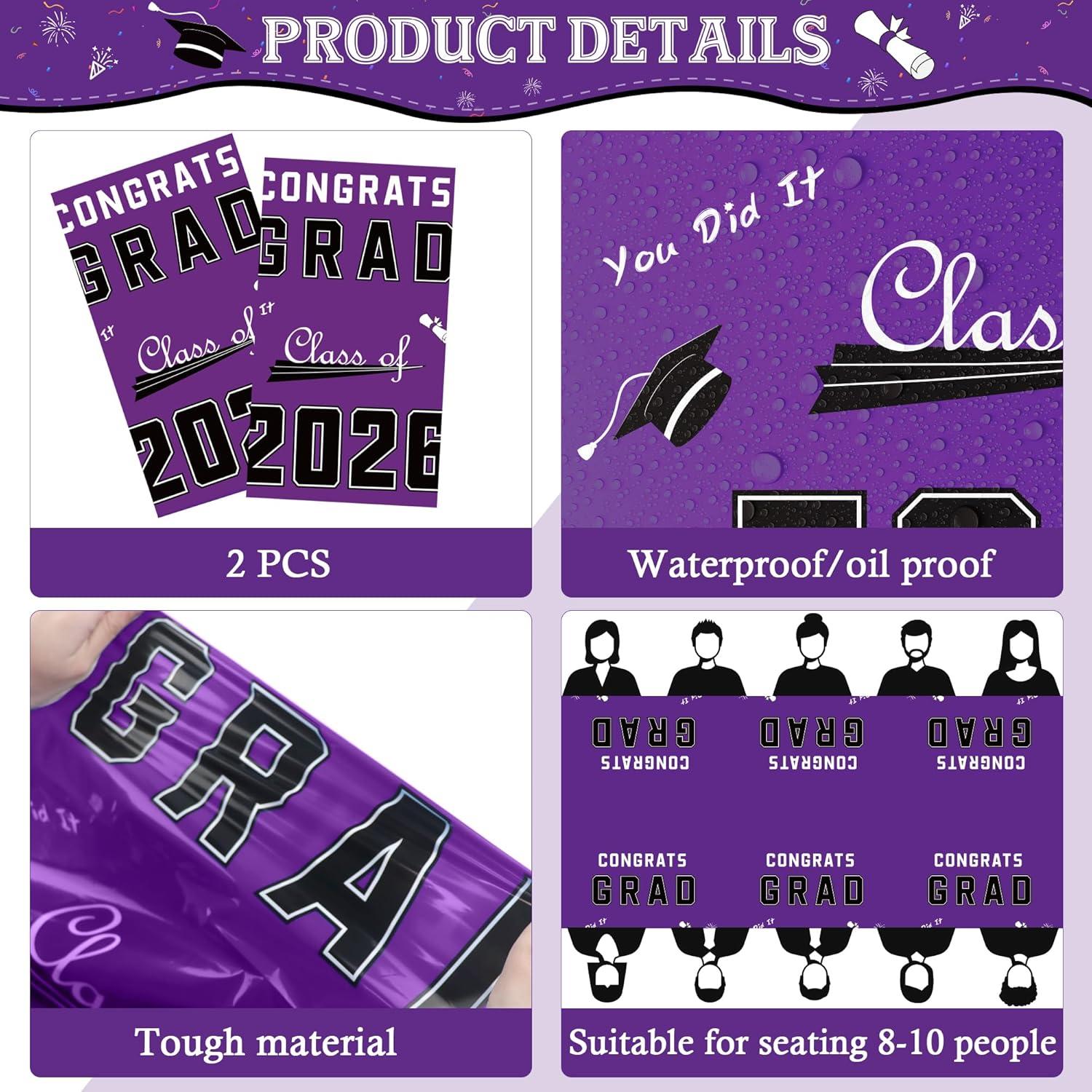 image:imageOHOME Graduation Decorations 2026 Graduation Decorations Class of 2026 Disposable Plastic Red Tablecloth for Class of 2026 Decorations Party Favors Supplies Backdrop54 X 1082 PackPurple